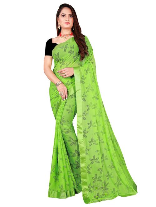 women green printed saree - 21455788 - Very Small Image - 1