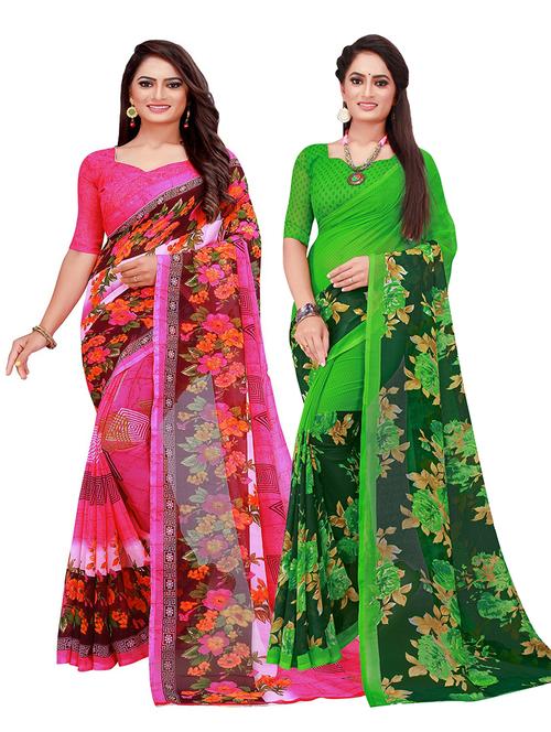 pack of 2 casual wear combo sarees with blouse - 21455802 - Very Small Image - 1