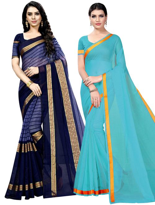 women pack of 2 casual wear combo sarees with blouse - 21455872 - Very Small Image - 1