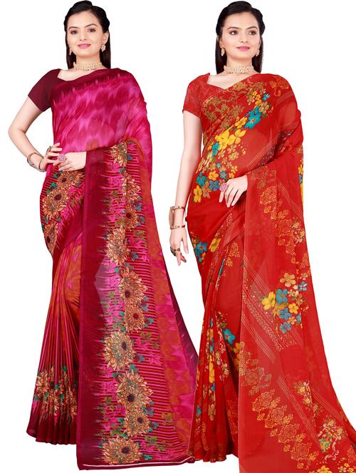 pack of 2 casual wear combo sarees with blouse - 21455947 - Very Small Image - 1
