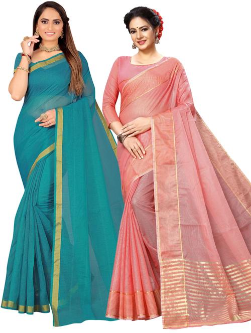 pack of 2 casual wear combo sarees with blouse - 21455957 - Very Small Image - 1