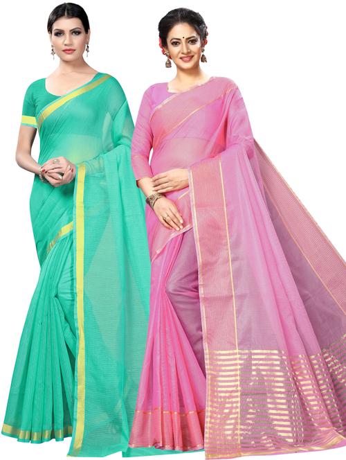 women pack of 2 casual wear combo sarees with blouse - 21455965 - Very Small Image - 1