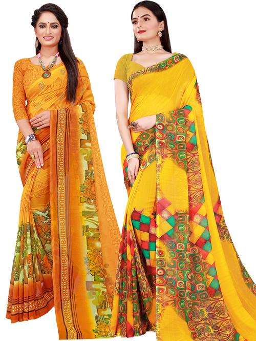 women pack of 2 casual wear sarees with blouse - 21456041 - Very Small Image - 1