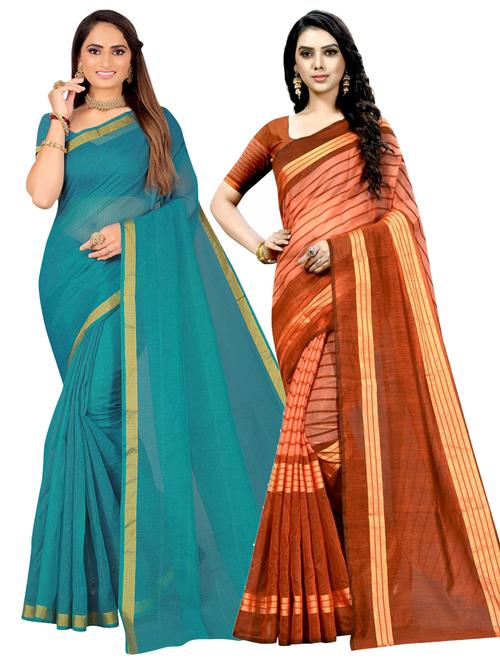 pack of 2 casual wear combo sarees with blouse - 21456050 - Very Small Image - 1
