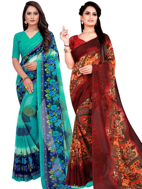 women pack of 2 casual wear combo sarees - 21456053 - Very Small Image - 1