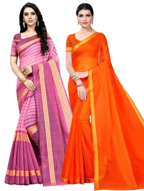 women pack of 2 casual wear combo sarees with blouse - 21456188 - Very Small Image - 1