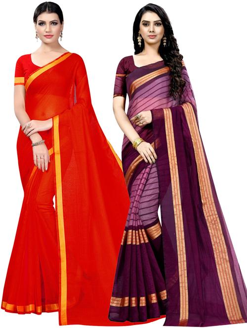 women pack of 2 casual wear combo sarees with blouse - 21456196 - Very Small Image - 1