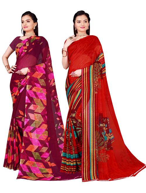 women pack of 2 casual wear combo sarees with blouse - 21456355 - Very Small Image - 1