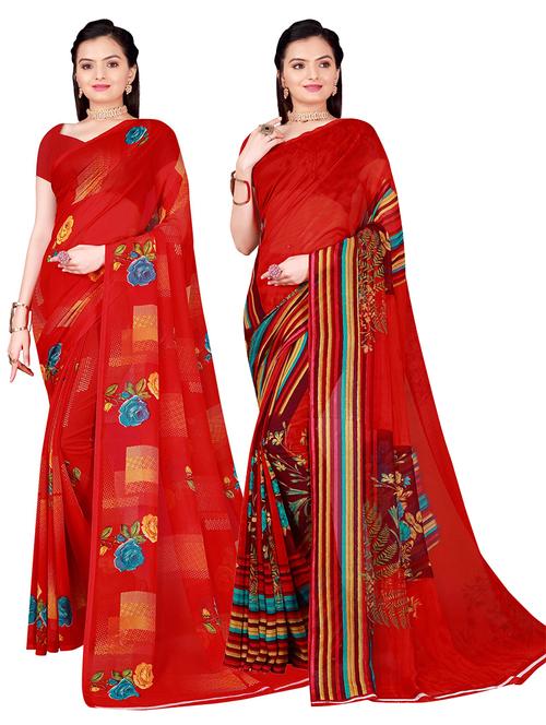women pack of 2 casual wear combo sarees with blouse - 21456357 - Very Small Image - 1