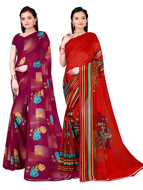 women pack of 2 casual wear combo sarees with blouse - 21456358 - Very Small Image - 1