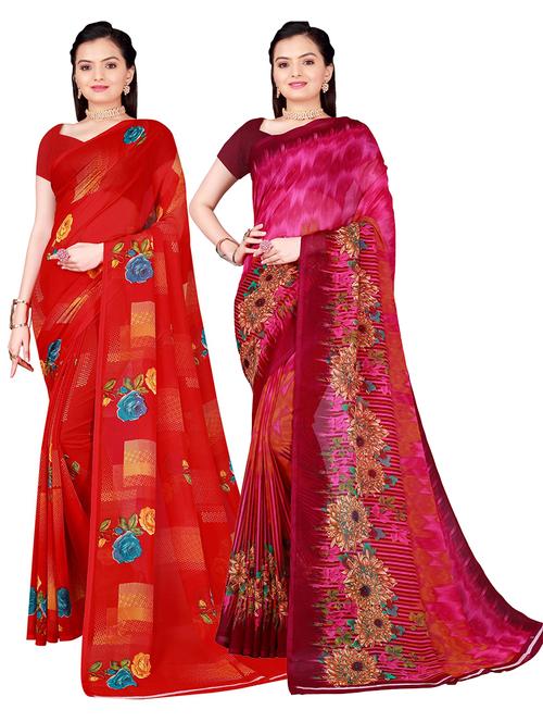 women pack of 2 casual wear combo sarees with blouse - 21456359 - Very Small Image - 1