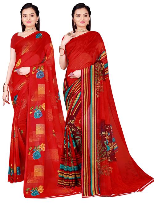 women pack of 2 casual wear combo sarees with blouse - 21456360 - Very Small Image - 1