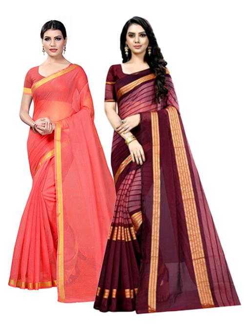 women pack of 2 casual wear combo sarees with blouse - 21456413 - Very Small Image - 1