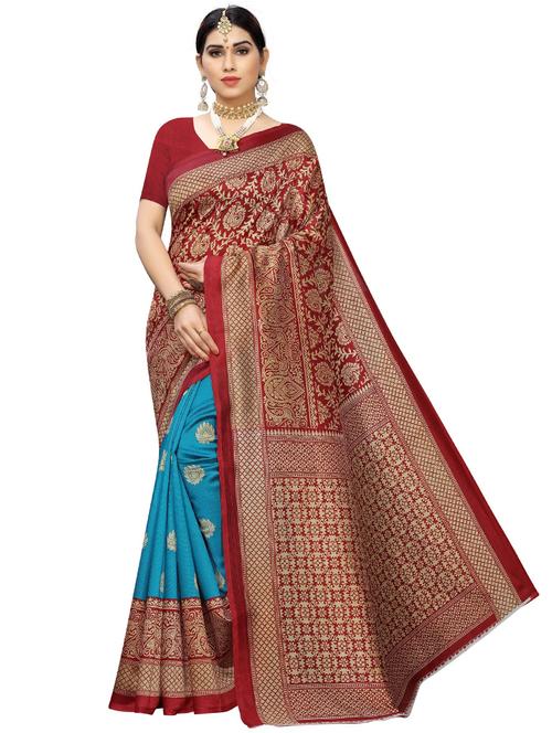 women self design half & half saree with blouse - 21456473 - Very Small Image - 1