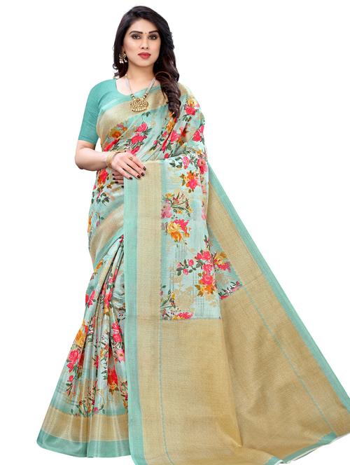 women printed bordered saree with blouse - 21456658 - Very Small Image - 1