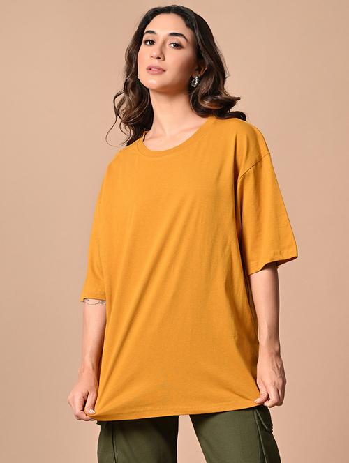 women round neck solid oversized t-shirt - 21456709 - Very Small Image - 1