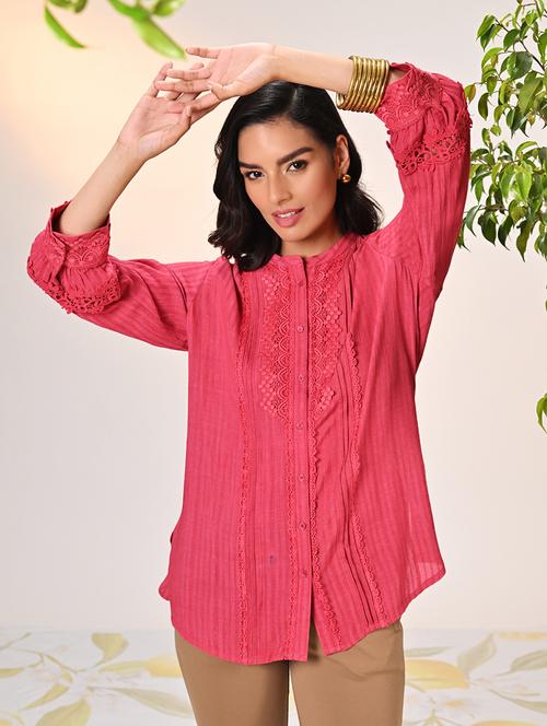 women three quarter sleeve self-designed regular shirt - 21456828 - Very Small Image - 1