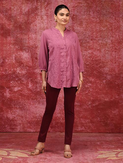 women three quarter sleeve self-designed regular shirt - 21456838 - Very Small Image - 1
