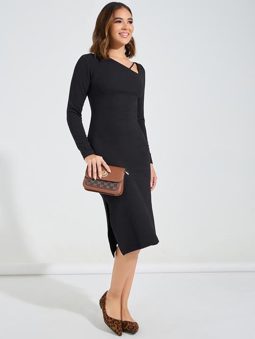 women black polyester bodycon dress - 21457025 - Very Small Image - 1