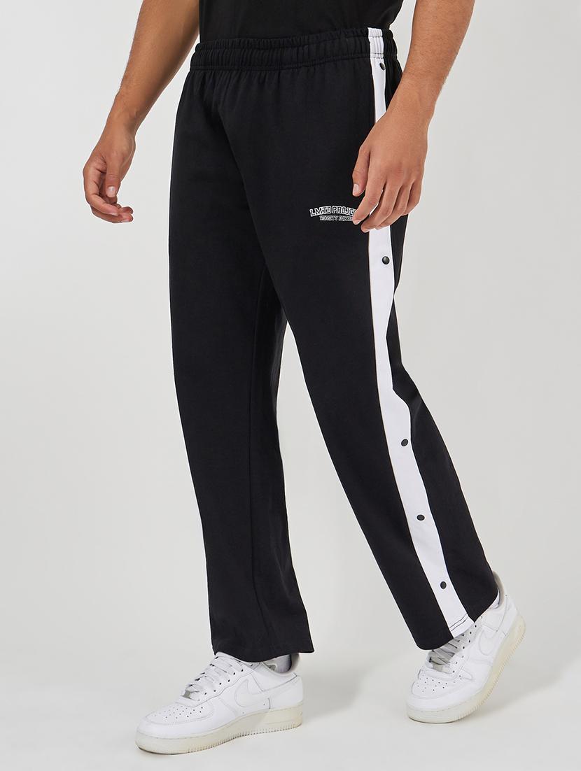men black typographic print oversized t-shirt & track pant co-ord with side slit - 21457093 - Standard Image - 3