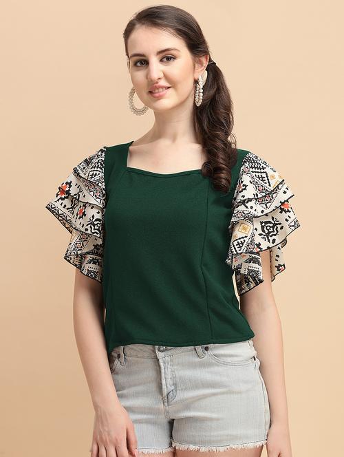 women printed flared sleeves top - 21457471 - Very Small Image - 1