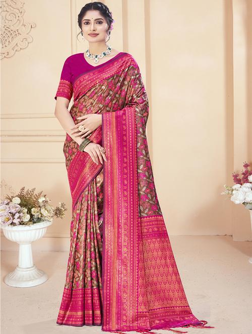 women self design tussar saree  with blouse - 21457591 - Very Small Image - 1