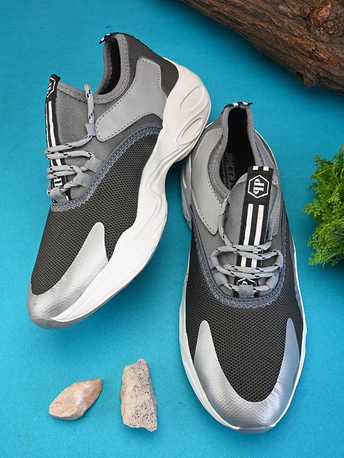 men grey lace up sport shoes - 21458064 - Very Small Image - 1