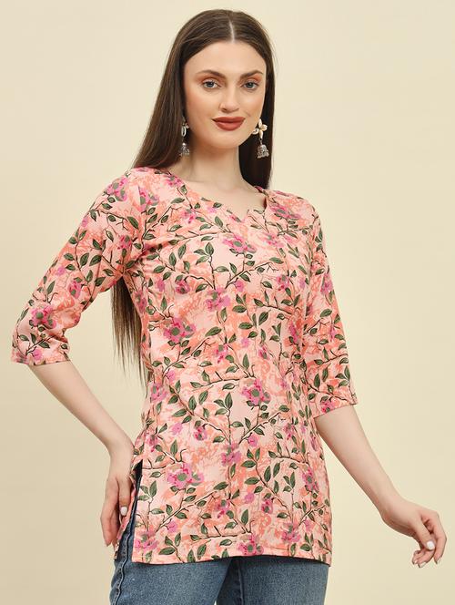 women three quarter sleeve printed straight kurti - 21458136 - Very Small Image - 1