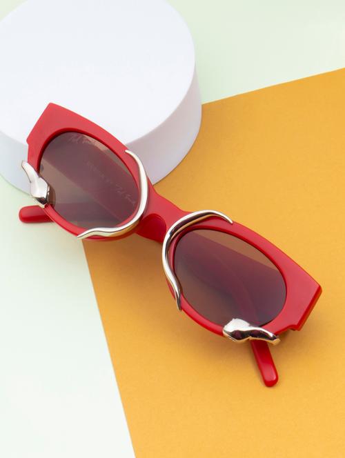 ted smith brown cateye sunglasses for women | full rim & acetate frame | large face ( 60-15-135 ) - 21458238 - Very Small Image - 1