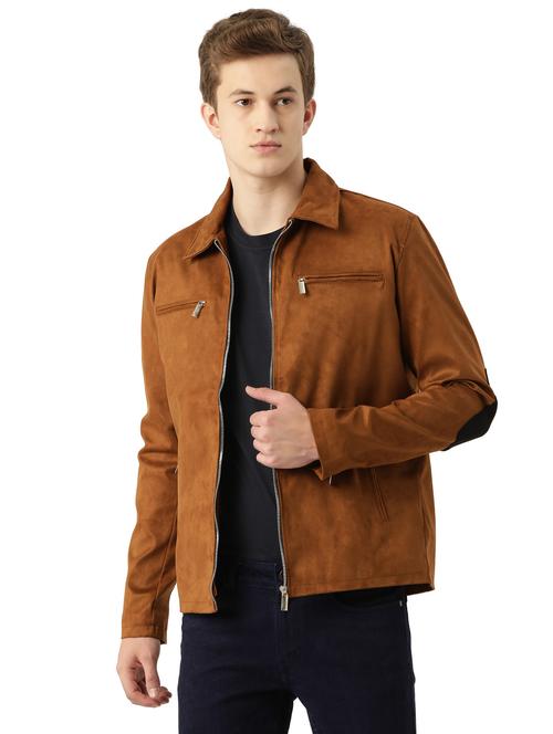 men solid long sleeved biker jacket - 21458309 - Very Small Image - 1