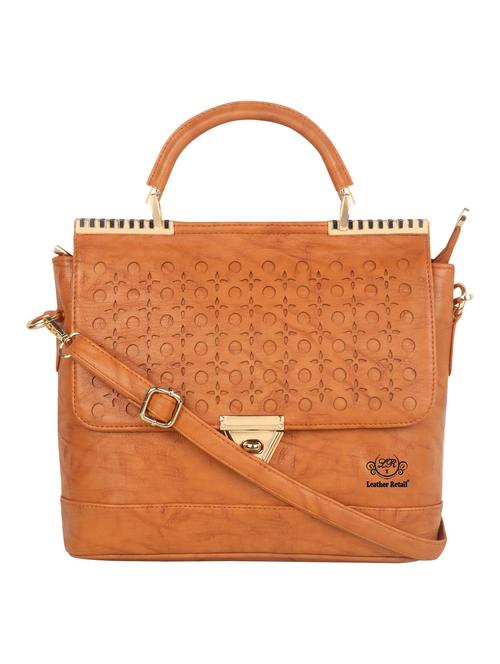 women solids tan leatherette (pu) handbag - 21458418 - Very Small Image - 1