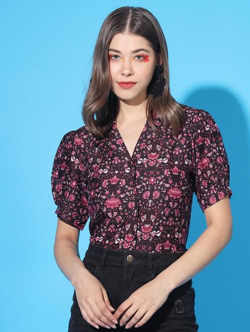 maroon floral printed formal shirt - 21458703 - Very Small Image - 1