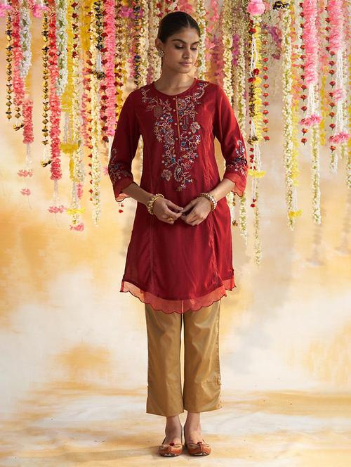 women red embroidered a-line kurta - 21458844 - Very Small Image - 1