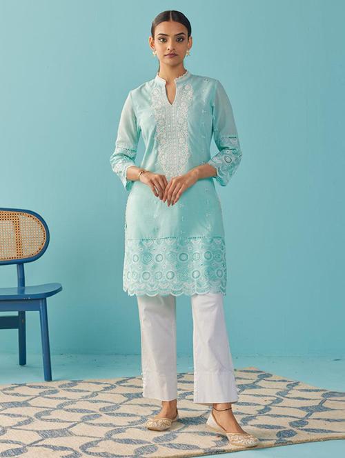 women embroidered three quarter sleeve straight kurta - 21458882 - Very Small Image - 1