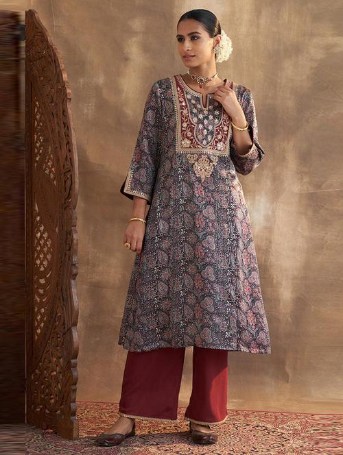 women grey kurta palazzo set - 21458933 - Very Small Image - 1
