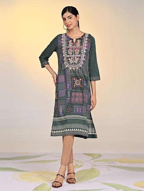 women green embroidered kurta legging set - 21458984 - Very Small Image - 1