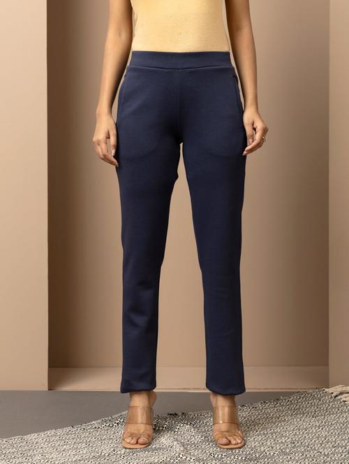 women mid-rise solid flat front trouser - 21459137 - Very Small Image - 1