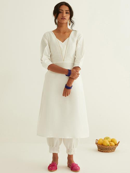 white solid straight kurta - 21459285 - Very Small Image - 1