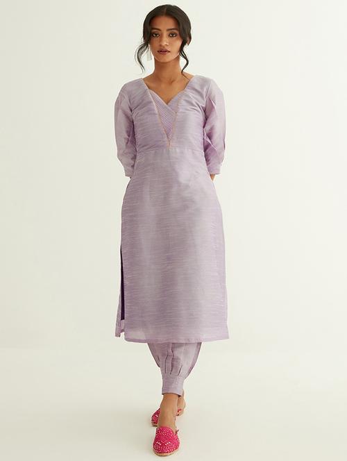 purple solid straight kurta - 21459286 - Very Small Image - 1