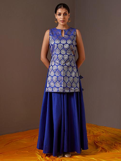 women blue self design straight kurti - 21459309 - Very Small Image - 1