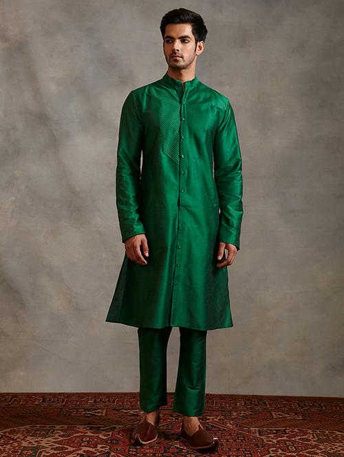 men solid kurta with trouser ethnic wear set - 21459743 - Very Small Image - 1