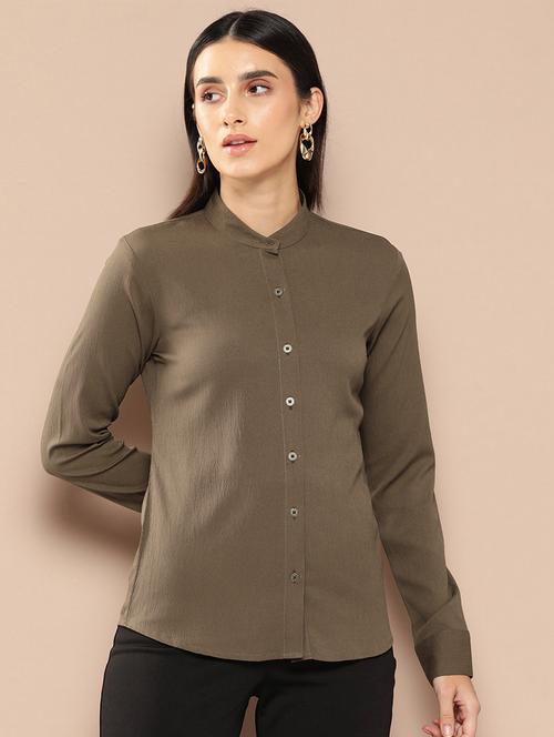 women long sleeve solid formal shirt - 21461145 - Very Small Image - 1