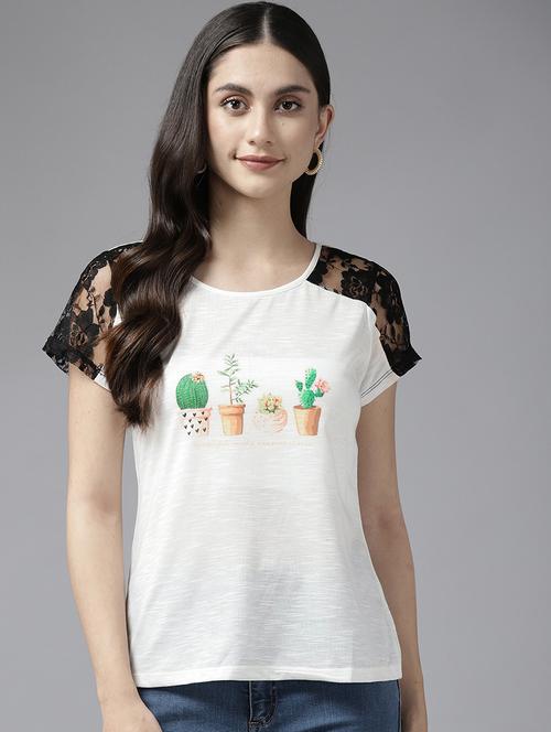 cream printed straight top - 21461416 - Very Small Image - 1