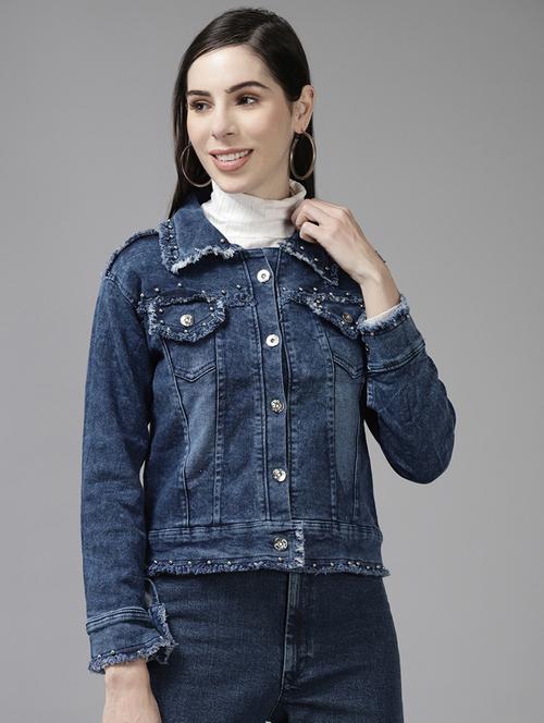 navy blue denim summer jacket - 21461486 - Very Small Image - 1