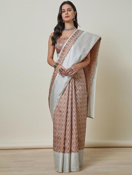 women beige printed saree - 21461909 - Very Small Image - 1