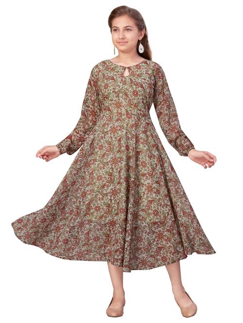 girl printed long sleeves flared kurti - 21462459 - Very Small Image - 1