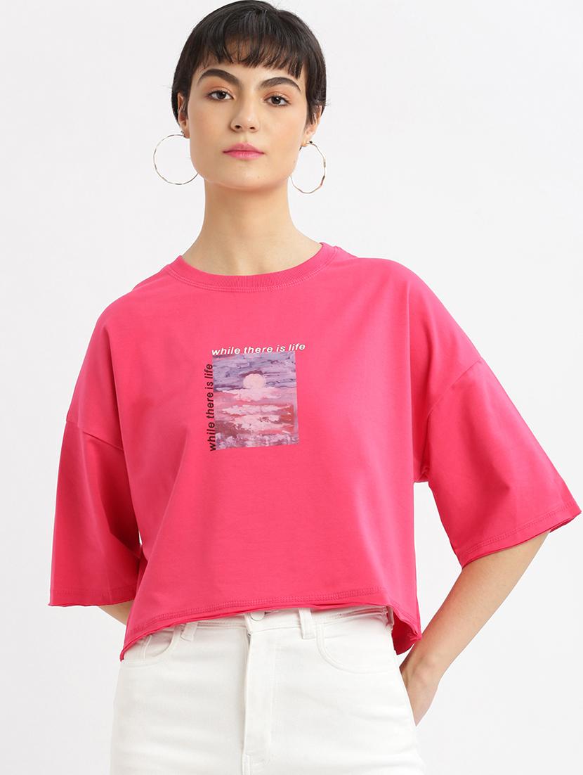 women printed boxy t-shirt - 21463539 - Standard Image - 0