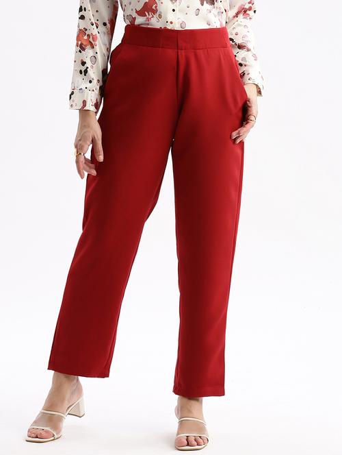 women solid mid rise tailored pants - 21463606 - Very Small Image - 1