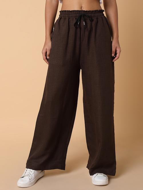 women solid high rise wide leg trouser - 21463612 - Very Small Image - 1