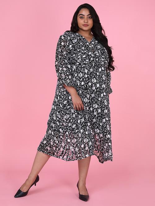 women plus size printed fit & flare dress - 21463626 - Very Small Image - 1